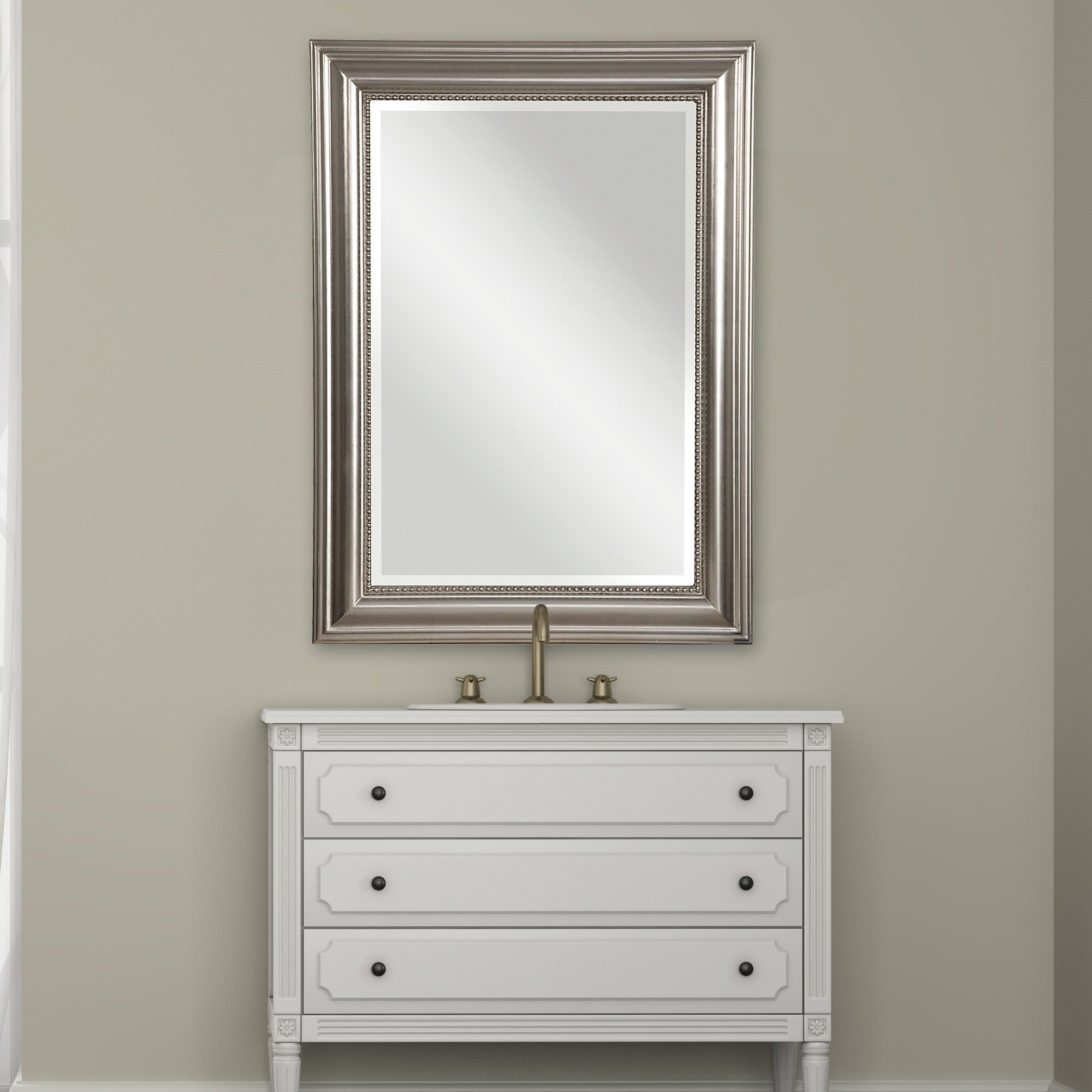 Stuart Silver Beaded Mirror by Uttermost
