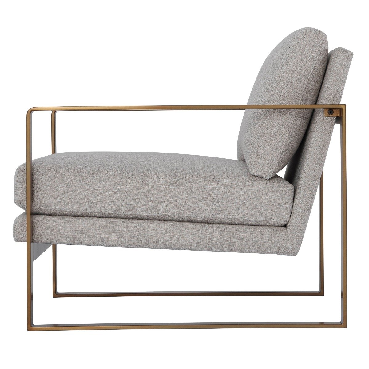 Club Chair Bower in Matrix Marble with Brass Leg by Theodore Alexander