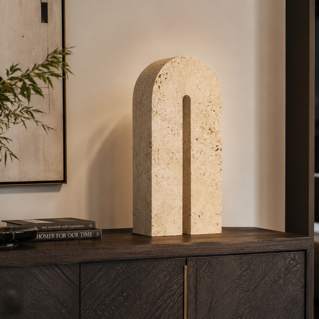 Dolmi Large Beige Travertine Sculpture by Liang & Eimil