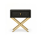 Oxford Side Table in Espresso Oak Wood with Gold Handle & Legs Berkeley Designs