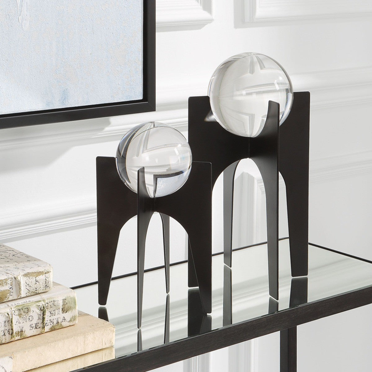 Ellianna Crystal Spheres On Black Base - Set of 2 by Uttermost