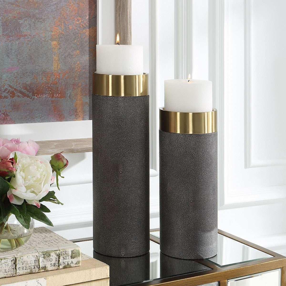 Wessex Gray Candleholders - Set of 2 by Uttermost