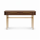 Paris Console Table Natural Walnut Wood with Brass Handles & Legs Berkeley Designs