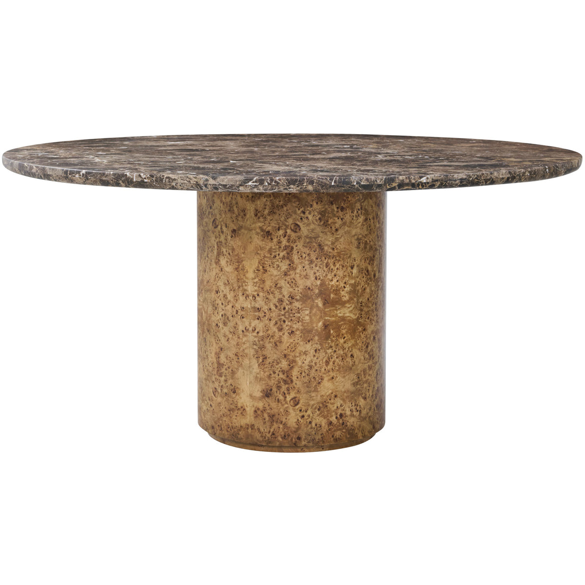 Perch Burl Round Dining Table with Marble Top - 152cm by Theodore Alexander