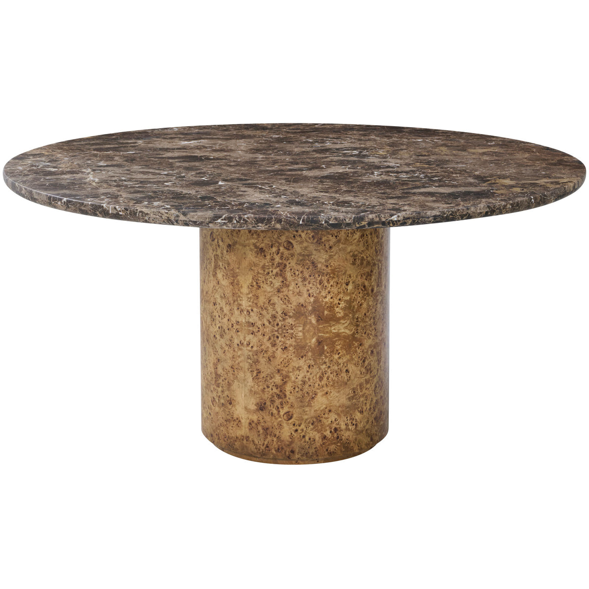 Perch Burl Round Dining Table with Marble Top - 152cm by Theodore Alexander