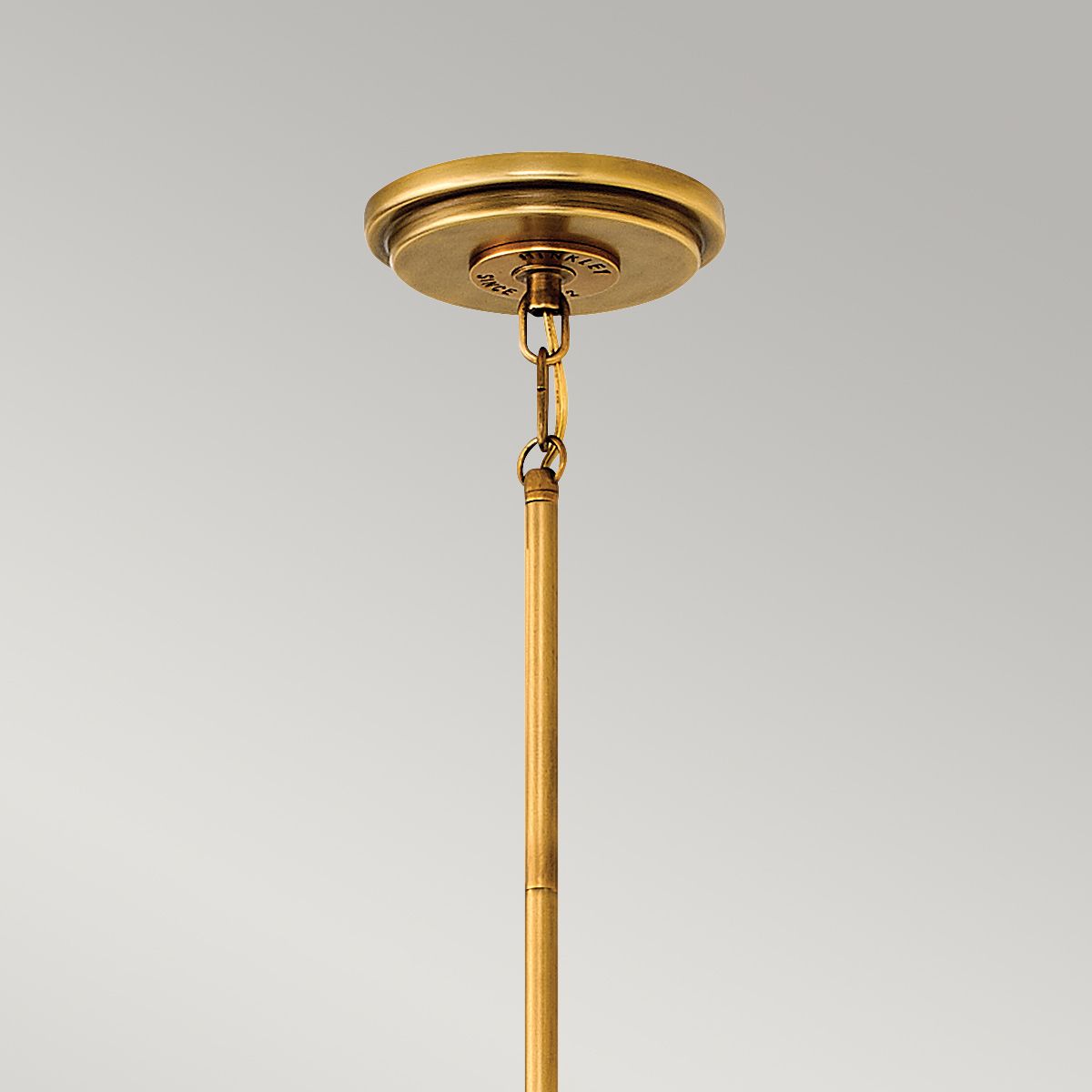 Fletcher Single Pendant Light Aged Zinc Heritage Brass & Glass Shade by Quintiesse