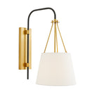 Franklin Antique Brass Wall Light with White Linen Shade by Arteriors