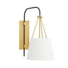 Franklin Antique Brass Wall Light with White Linen Shade by Arteriors