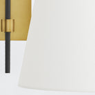 Franklin Antique Brass Wall Light with White Linen Shade by Arteriors