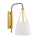 Franklin Antique Brass Wall Light with White Linen Shade by Arteriors
