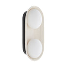 Glaze Blackened Steel Wall Light with Ceramic Opal Glass Shades by Arteriors