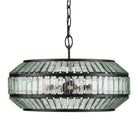 Centurion Black Wrought Iron Chandelier with Glass Panes by Currey & Company