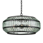 Centurion Black Wrought Iron Chandelier with Glass Panes by Currey & Company