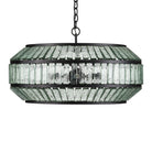 Centurion Black Wrought Iron Chandelier with Glass Panes by Currey & Company