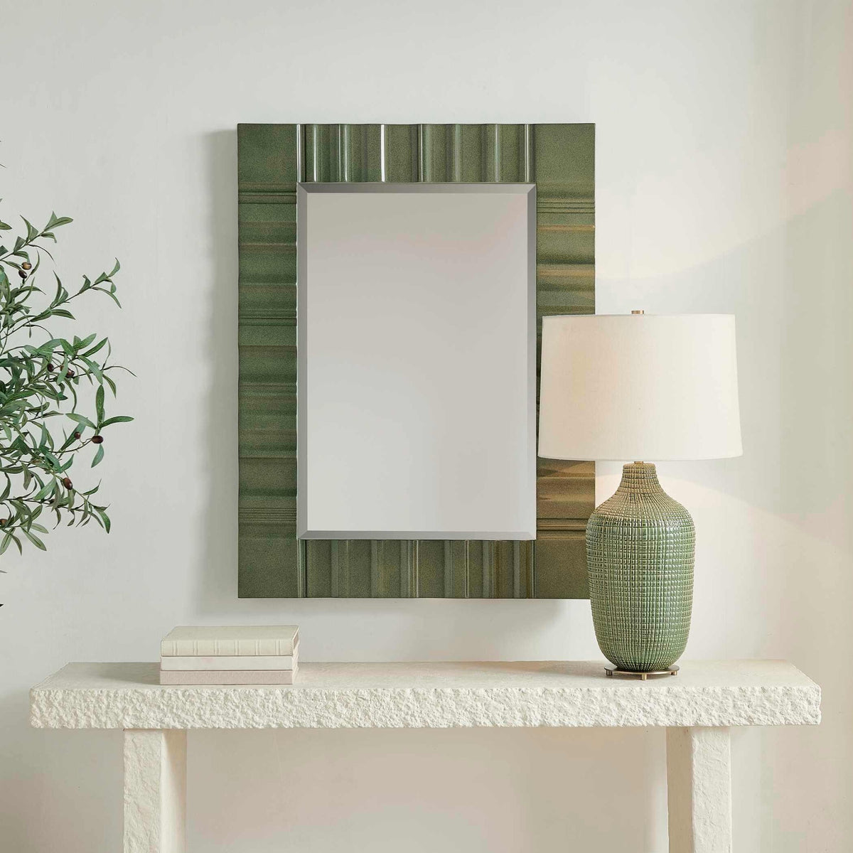 Quincey Olive Green Mirror Uttermost