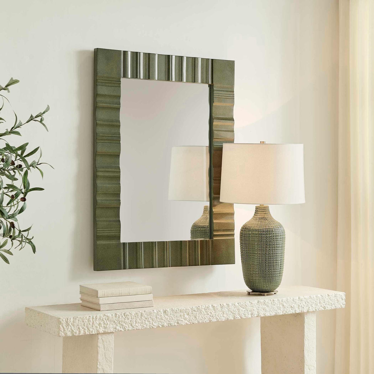 Quincey Olive Green Mirror by Uttermost
