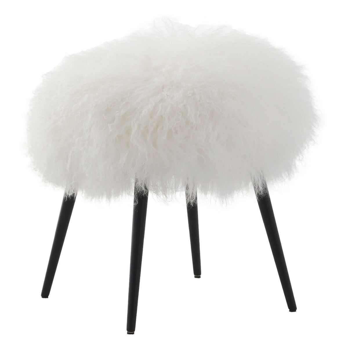 Baaarb Stool in White Faux Sheepskin by Keiichi