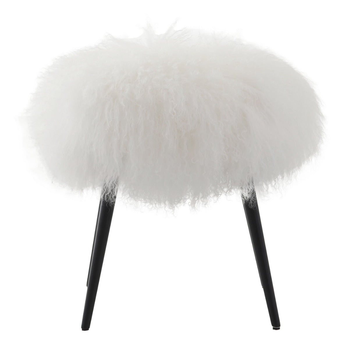 Baaarb Stool in White Faux Sheepskin by Keiichi