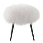 Baaarb Stool in White Faux Sheepskin by Keiichi
