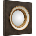 Federal Case Round Mirror in Brushed Gold and Burl Wood by Uttermost