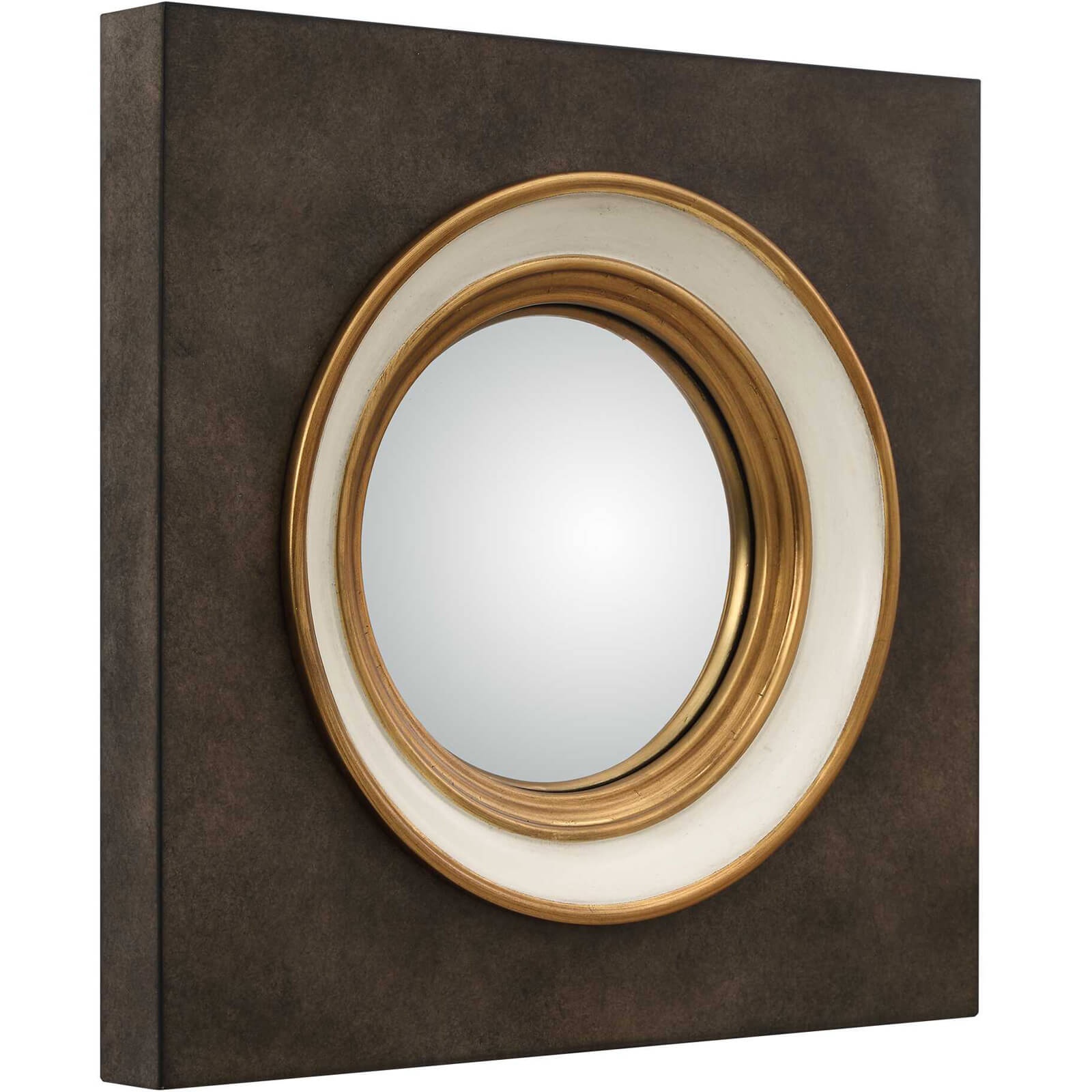 Federal Case Round Mirror in Brushed Gold and Burl Wood by Uttermost