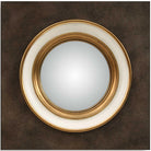 Federal Case Round Mirror in Brushed Gold and Burl Wood by Uttermost