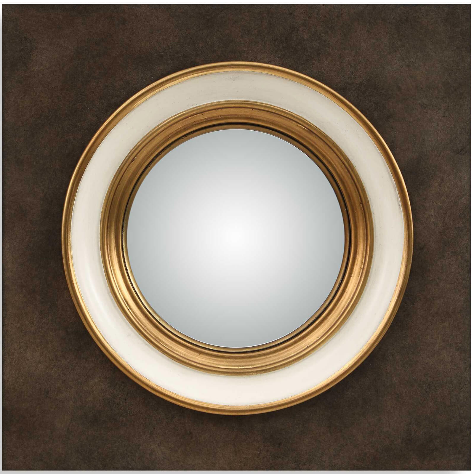 Federal Case Round Mirror in Brushed Gold and Burl Wood by Uttermost