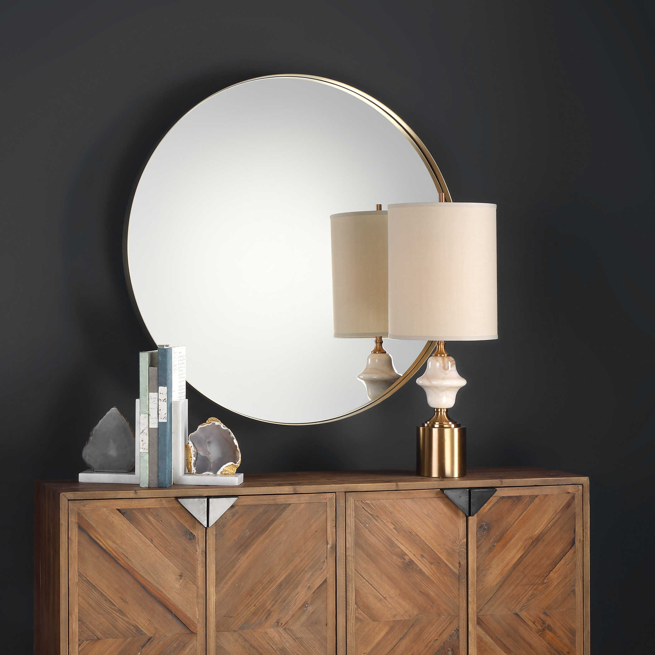 Padria Round Mirror - Brass by Uttermost
