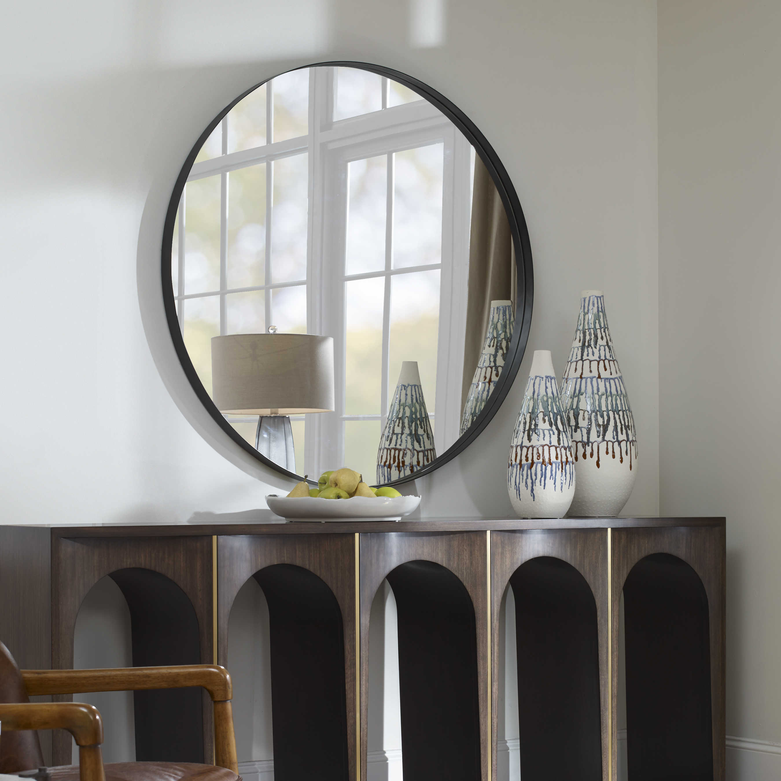 Padria Round Mirror - Black by Uttermost
