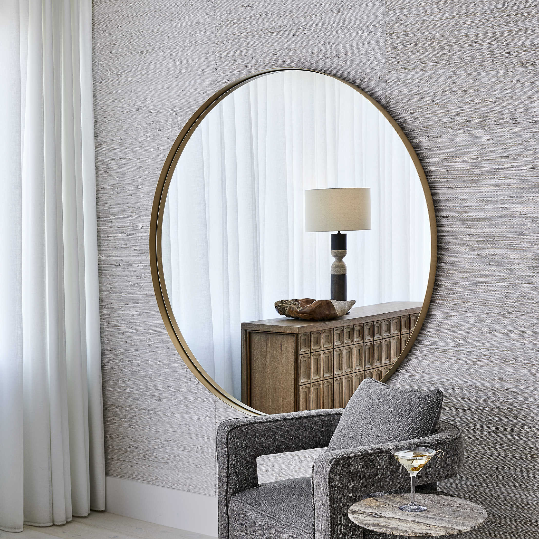 Padria Round Mirror - Brass - Large by Uttermost