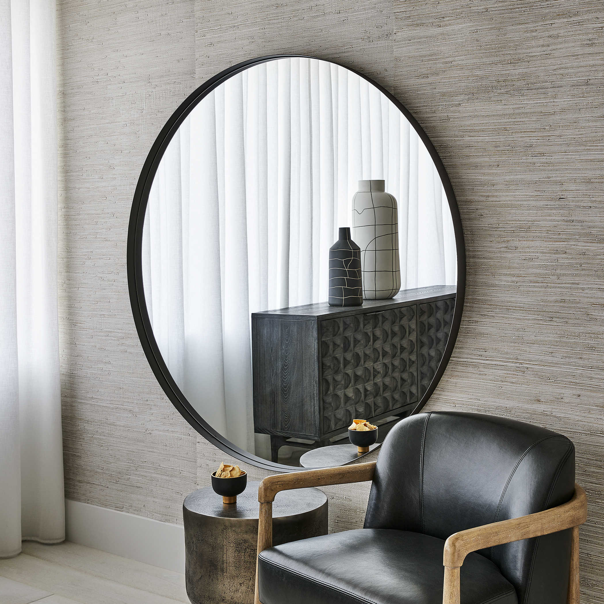 Padria Round Mirror - Black - Large by Uttermost