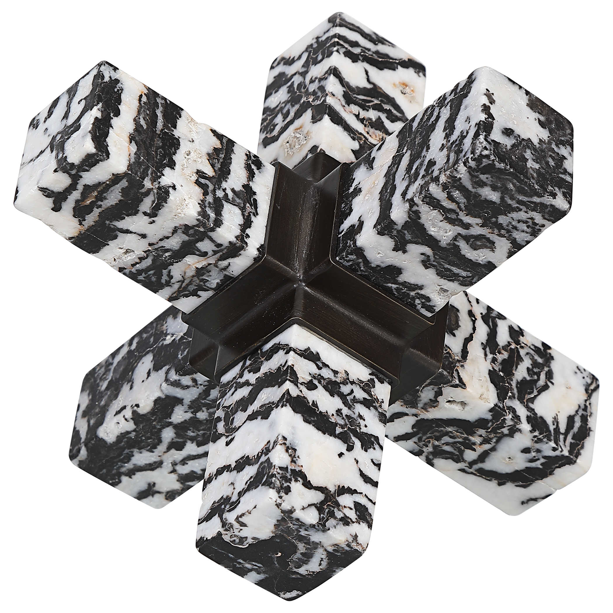 Double Cross Sculpture - Zebra Stone by Uttermost