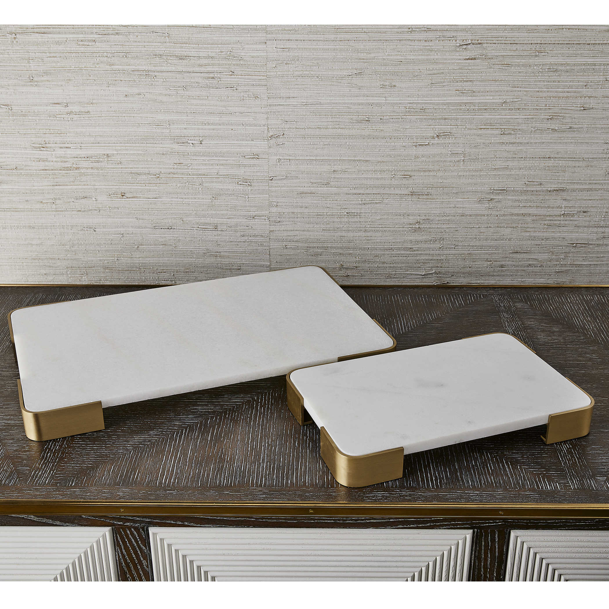 Elevated Tray/Plateau - White Marble Large by Uttermost