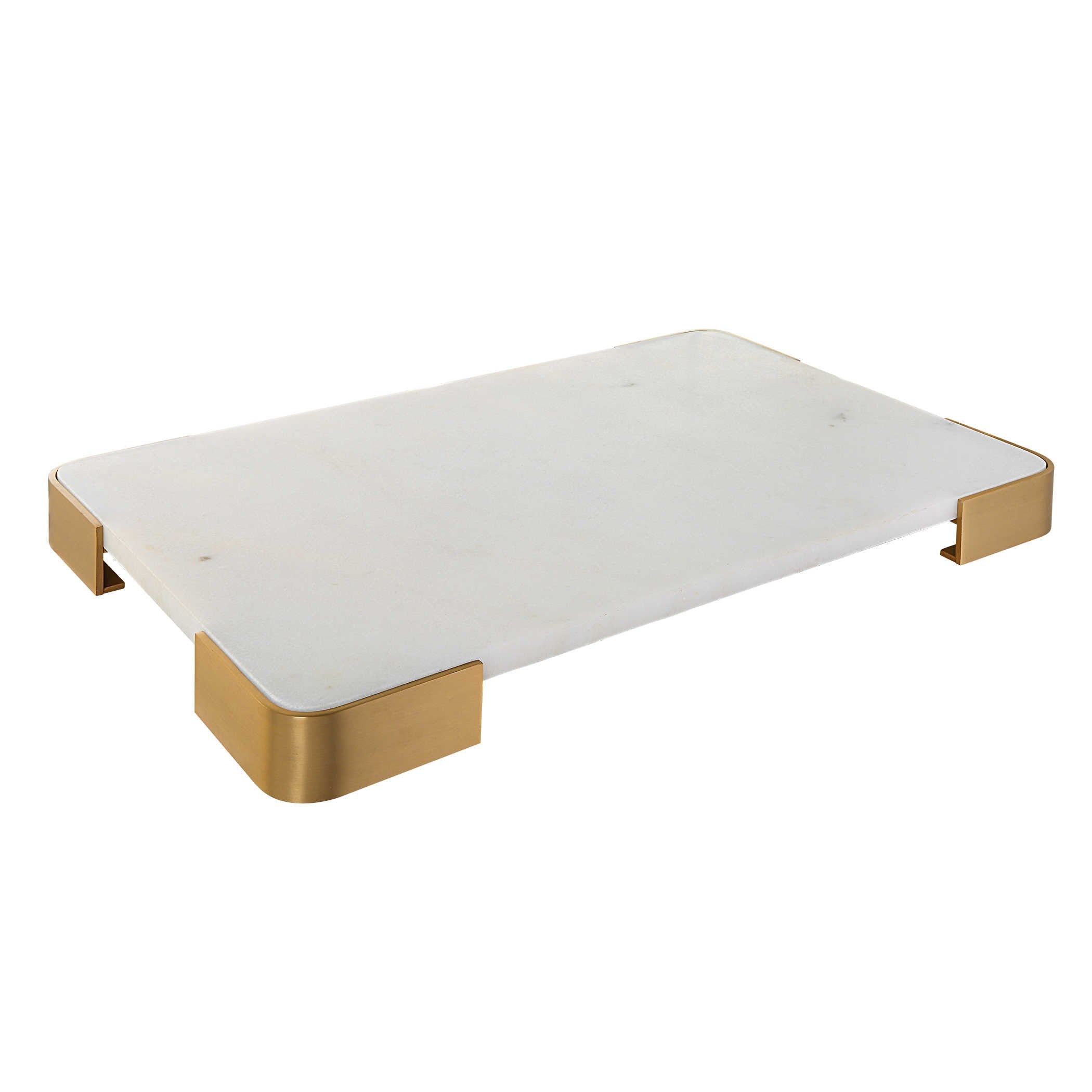 Elevated Tray/Plateau - White Marble Large by Uttermost