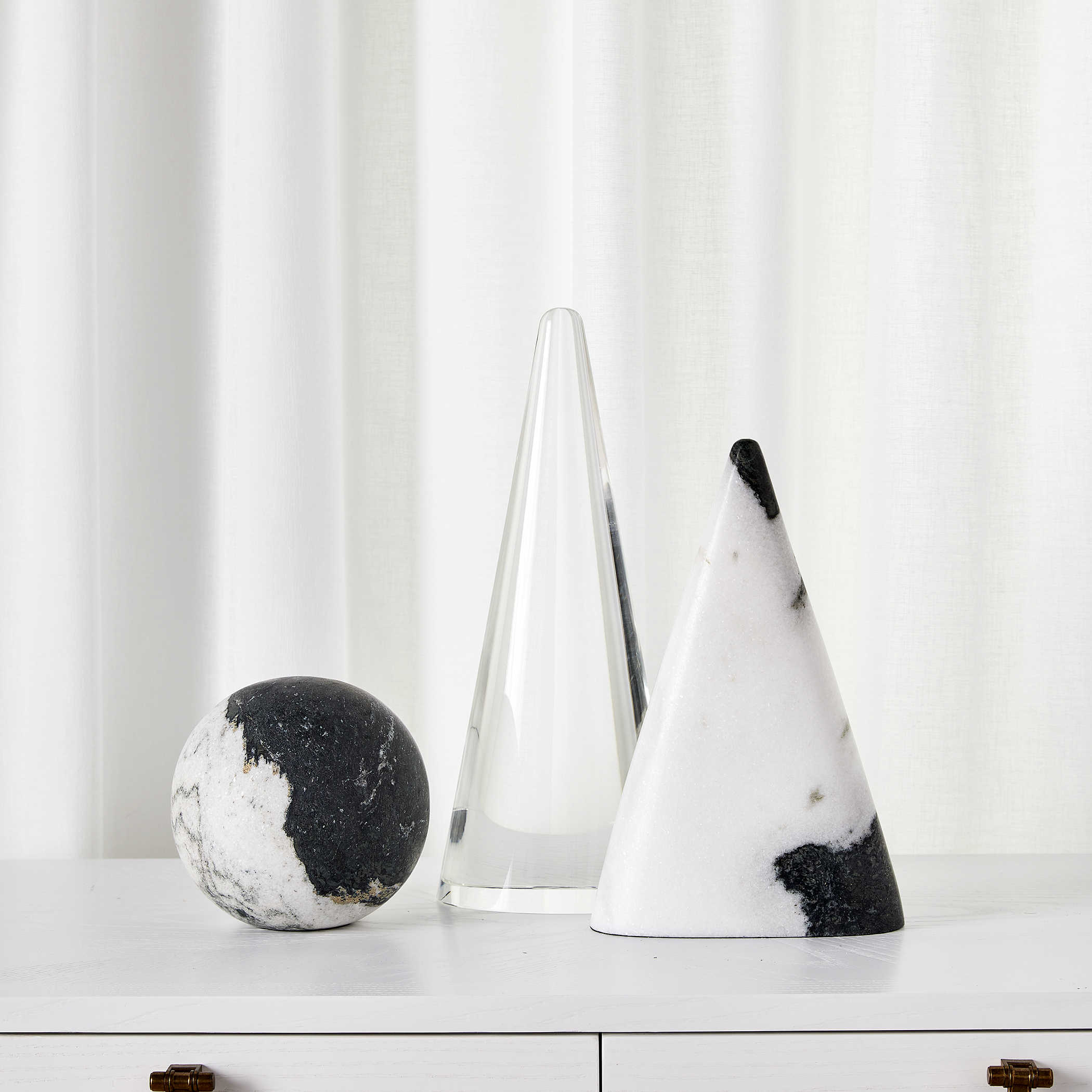 Orb Ornament in Black and White Panda Marble by Uttermost