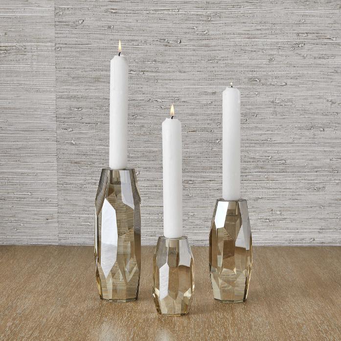 Multifaceted Taper Candleholders - Crystal - Set of 3 by Uttermost