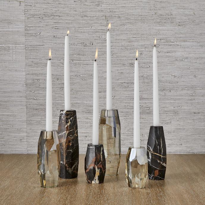 Multifaceted Taper Candleholders - Crystal - Set of 3 by Uttermost