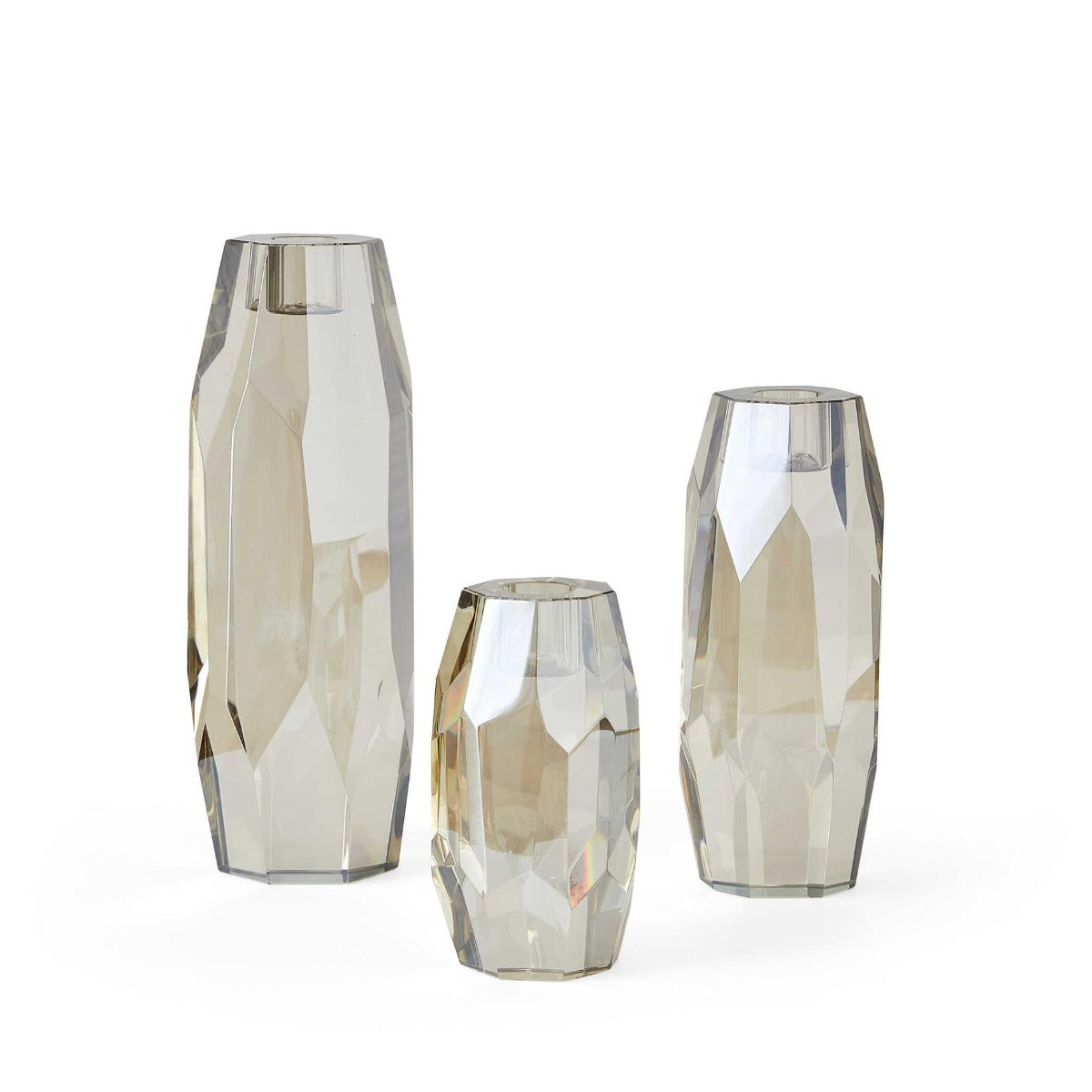 Multifaceted Taper Candleholders - Crystal - Set of 3 by Uttermost