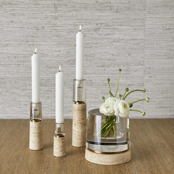 Optic Candleholders - Travertine - Set of 3 by Uttermost