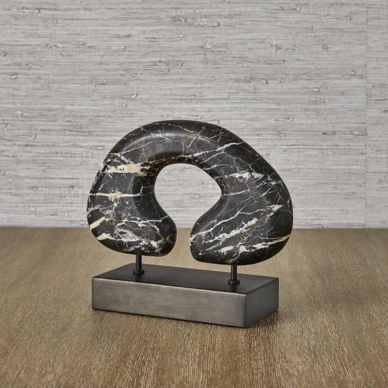 Modern Tunnel Vision Sculpture in Black Marble by Uttermost