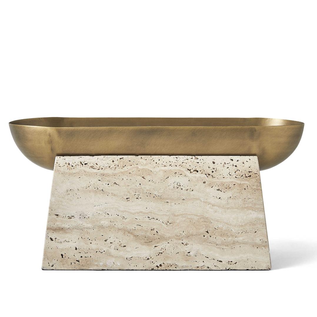 Raised Consciousness Travertine & Brass Bowl - Tall by Uttermost