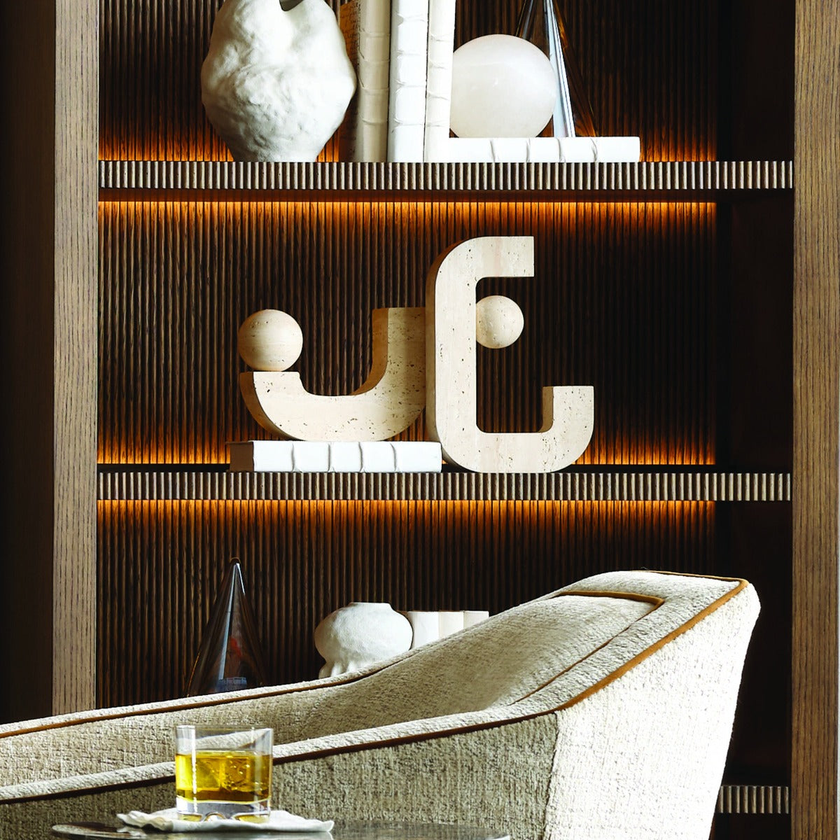 Modern Equilibrium Sculptures in Travertine - Set of 2 by Uttermost