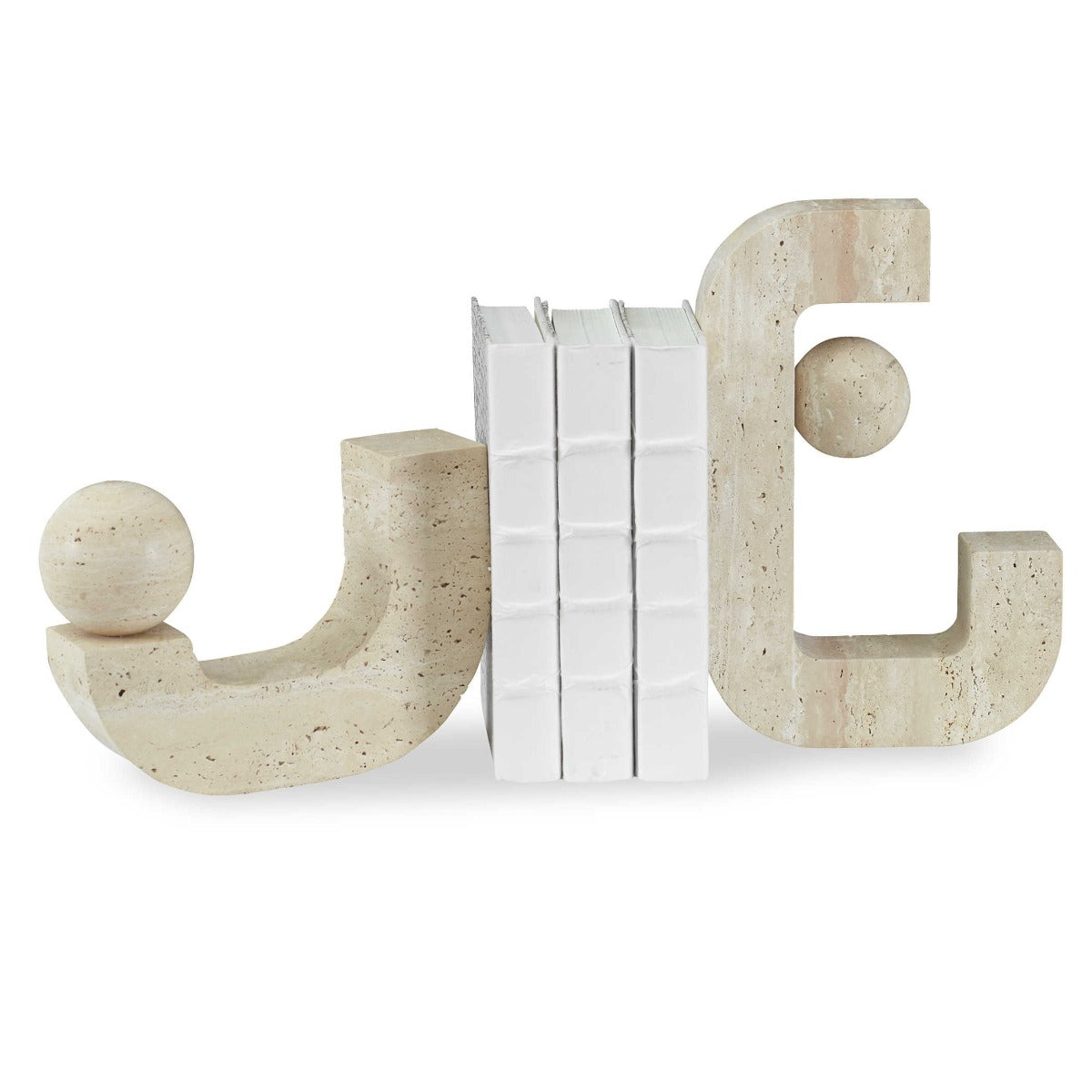Modern Equilibrium Sculptures in Travertine - Set of 2 by Uttermost