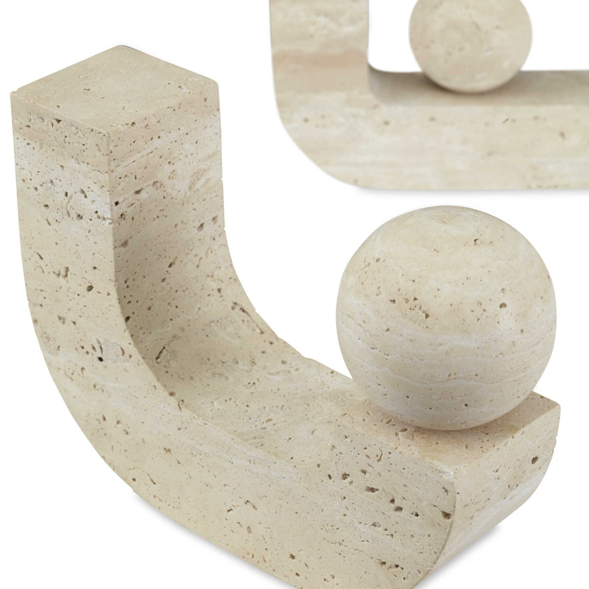 Modern Equilibrium Sculptures in Travertine - Set of 2 by Uttermost