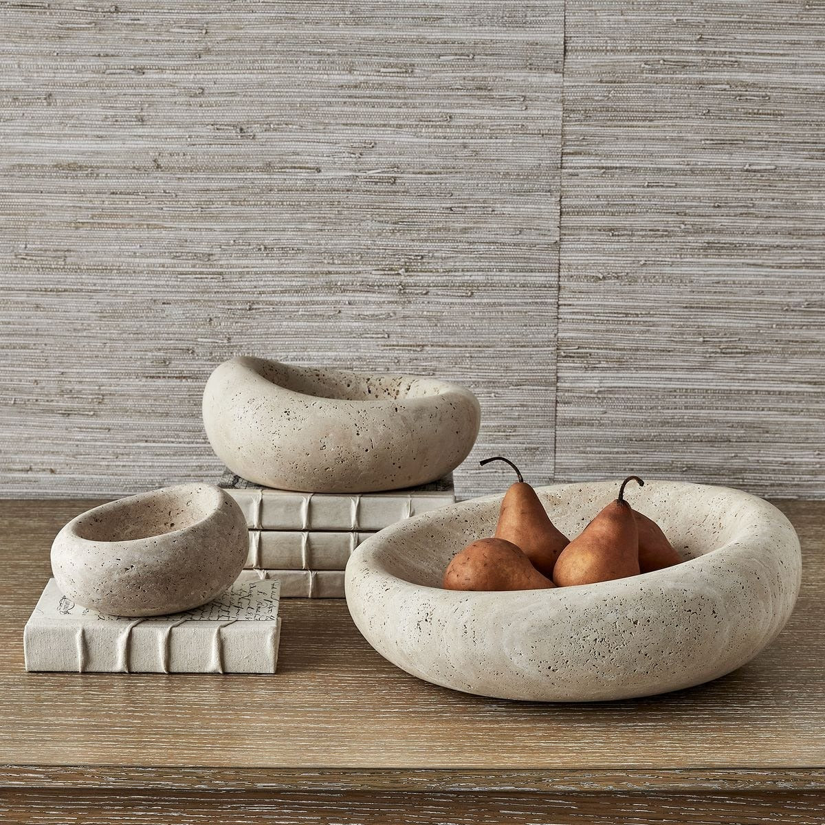 Swaddle Bowl - Travertine Large by Uttermost