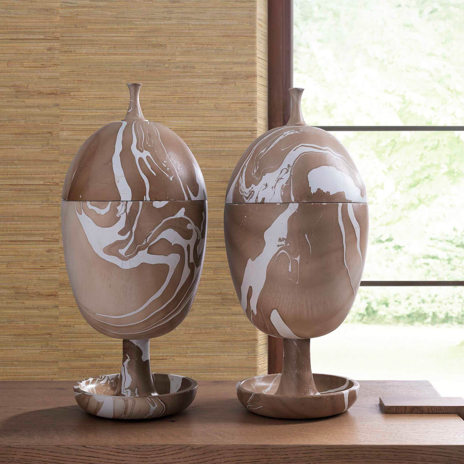 Hadden Hall Urn in Latte Swirl by Uttermost