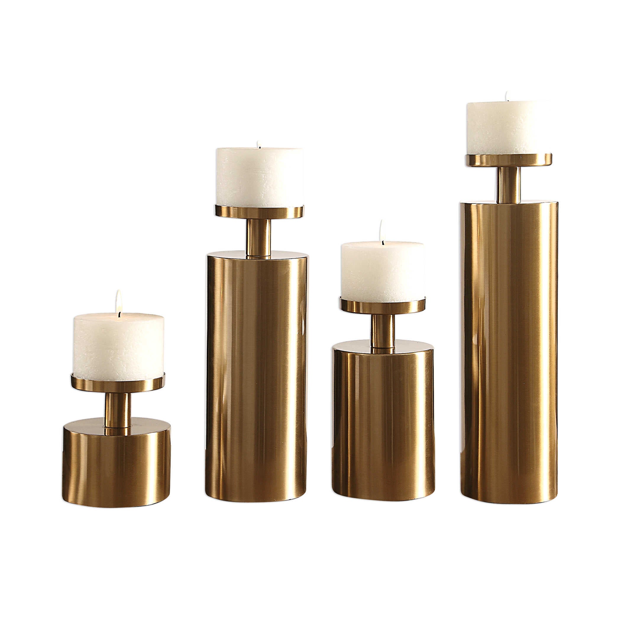 Kamdyn Candleholders - Brass, Set of 4 by Uttermost