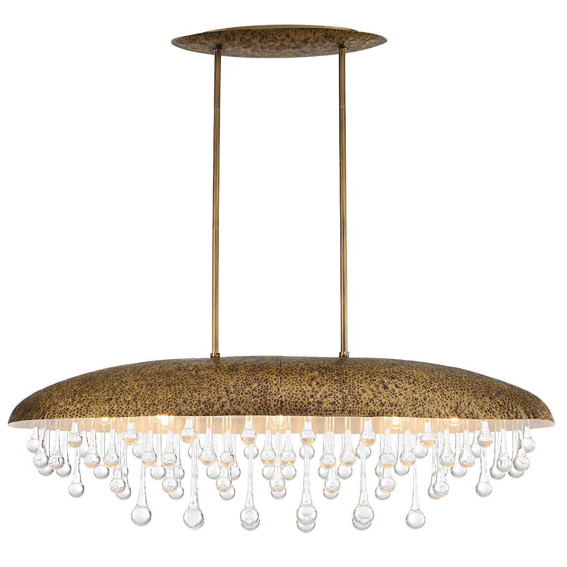 Downpour Brass & Glass Droplet Pendant by Uttermost