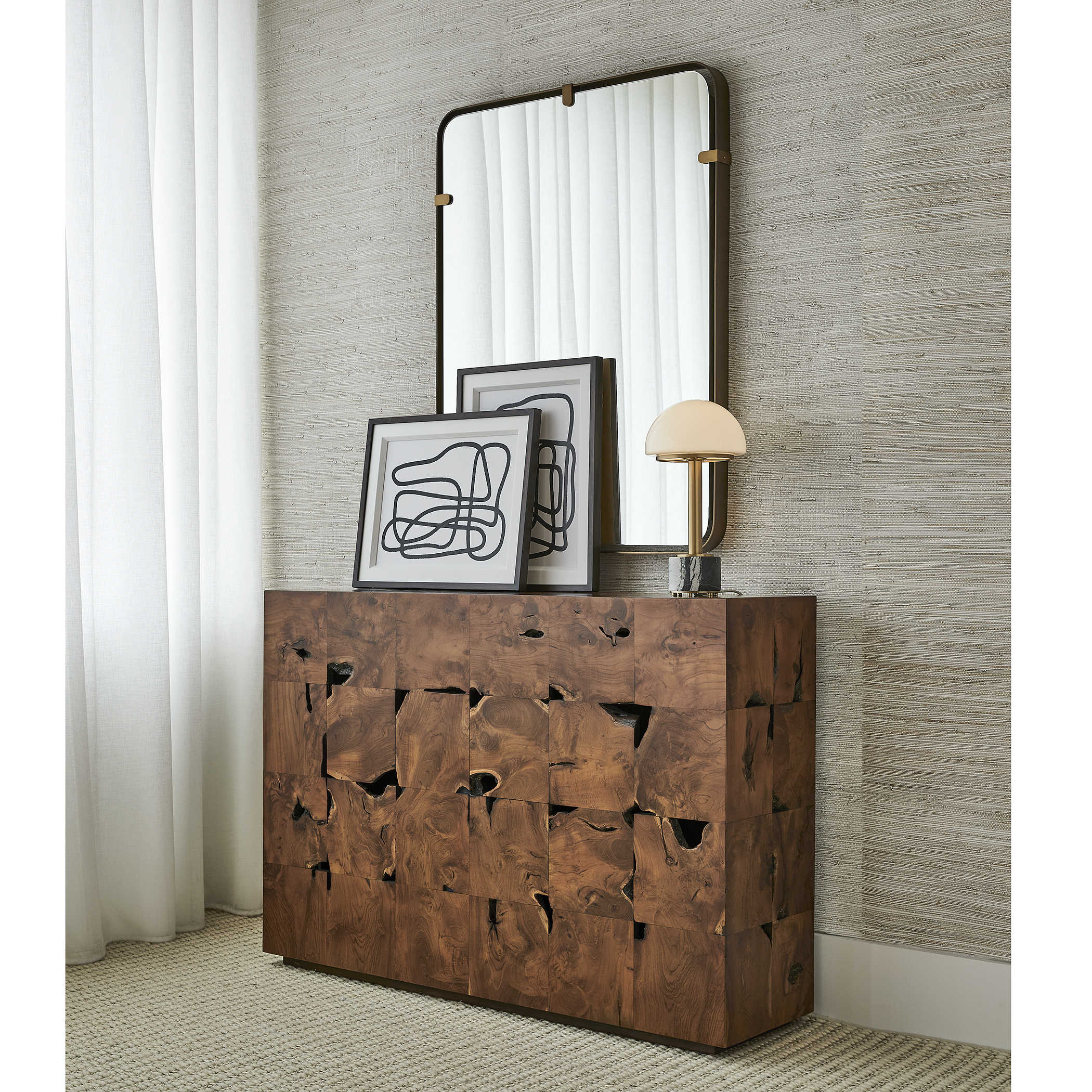 Teak Tac Toe Console Table - Caramel by Uttermost