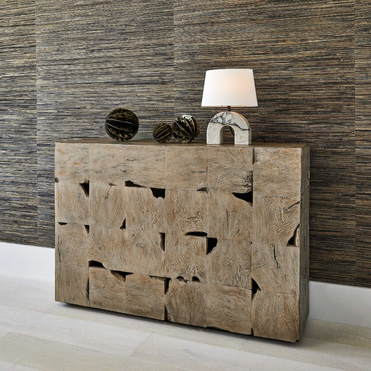 Teak Tac Toe Console Table - Light by Uttermost
